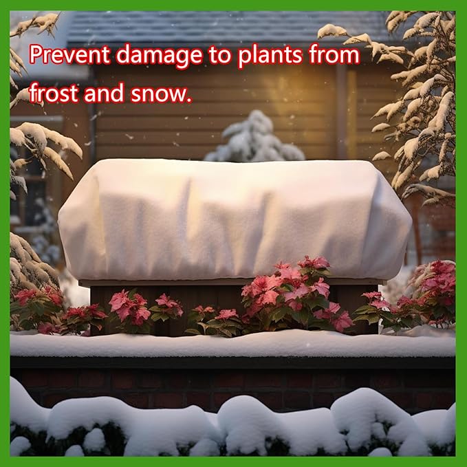 DINGBAI Plant Cover Freeze Protection, Winter Plant Covers, Plant Frost Cover, Tree Plant Freeze Protection Covers, Planter Plant Winter Frost Blanket with Zip Drawstring,4 Pack (59x17.7x15.7INCH)