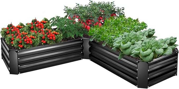 EDOSTORY Raised Bed Garden Bed Kit, 5x5x1ft Galvanized Planter Tall Raised Garden Boxes Outdoor, Large Metal Raised Garden Beds for Vegetables, Flowers, Herbs