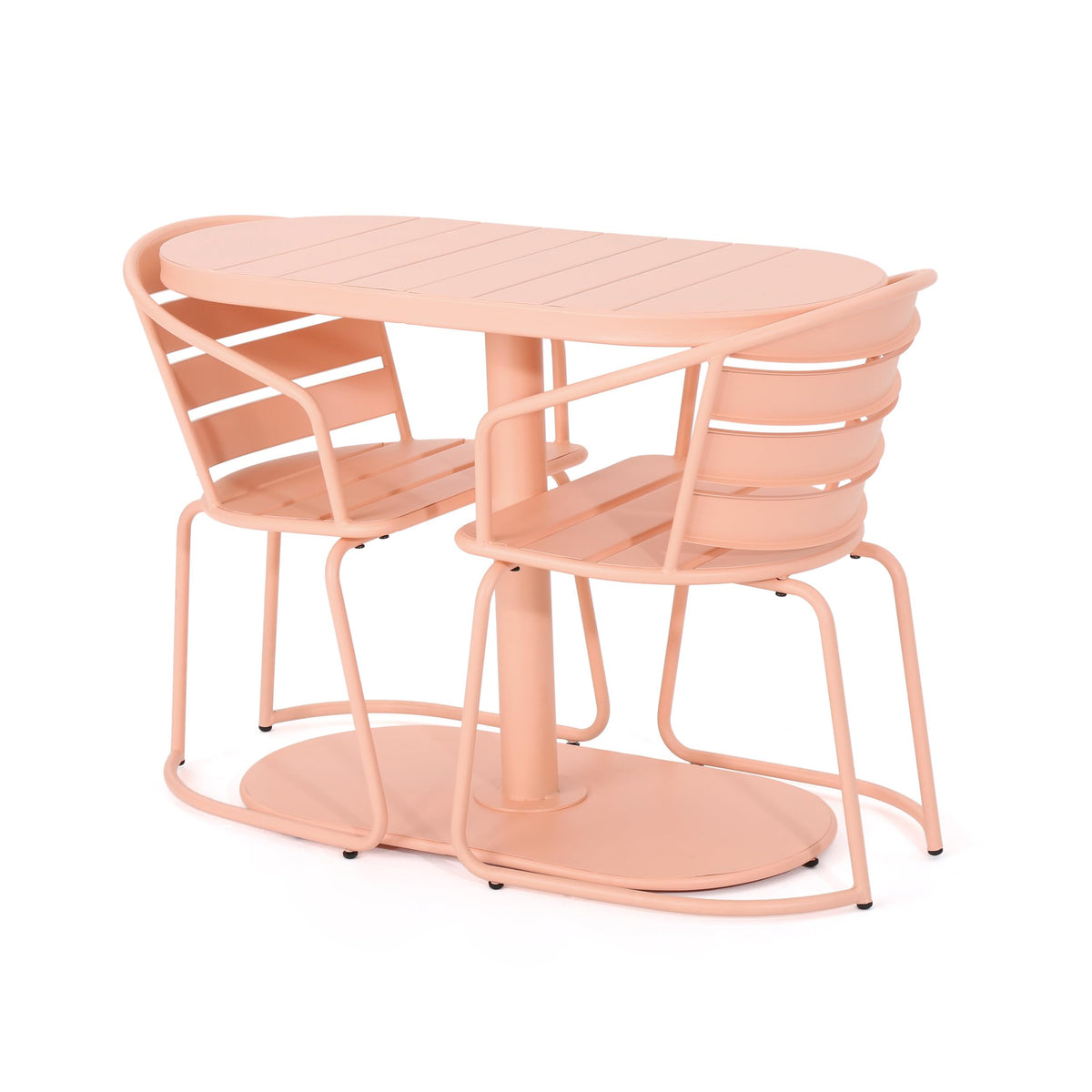 Tomofcessn Coral 3 Piece Outdoor Bistro Set, Outdoor Table and Chairs Set for Patio Balcony Porch, Stylish Small Space Conversation Set, Metal Furniture with Weather Resistant Finish