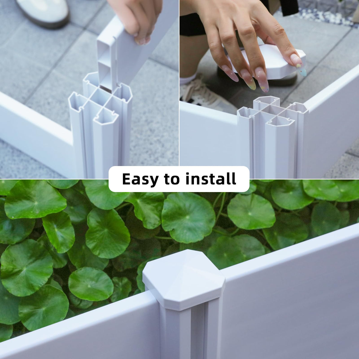 4'x4'x12" White Vinyl Raised Garden Bed, Screwless Modular Planter Box