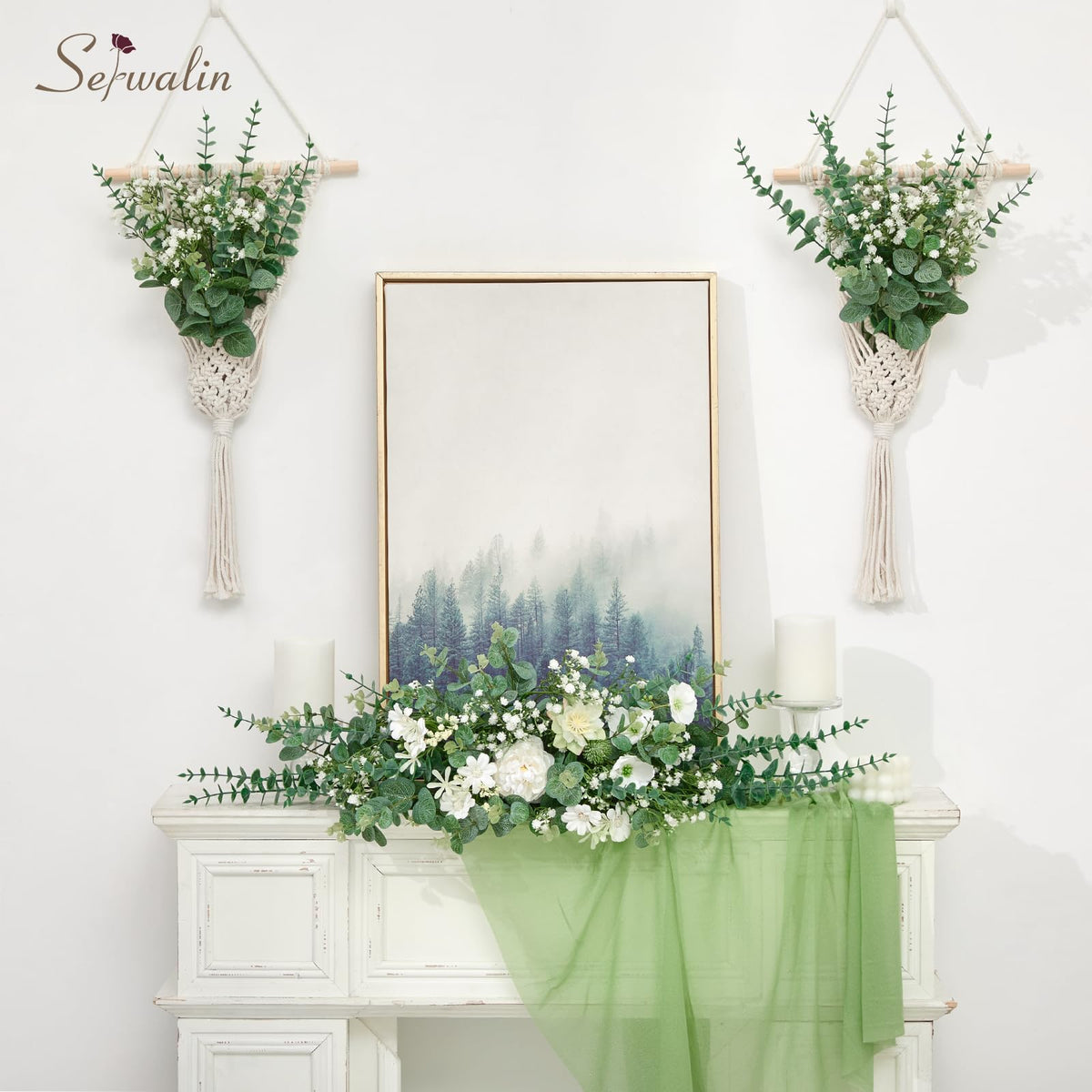 Serwalin 25PCS Mixed Eucalyptus Stems with Baby's Breath Greenery