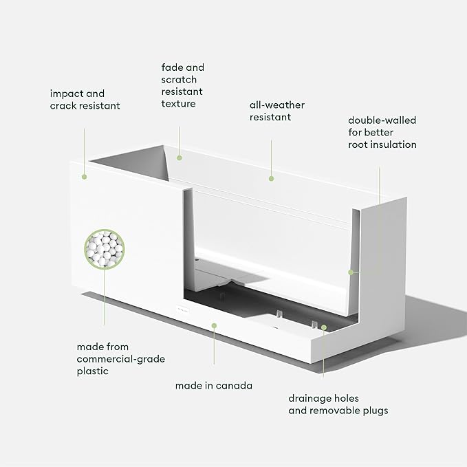 Veradek Block Series Long Box Planter - Large Rectangular Planter for Indoor or Outdoor Patio/Porch | Durable All-Weather Use with Drainage Holes | Modern Décor for Tall Plants, Flowers or Shrubs