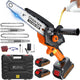 Mini Chainsaw Cordless, 8 inch & 6 inch Electric Chain Saw with 2 Pack Rechargeable Batteries, Battery Powered Handheld Saw Gardening Tools for Trees Branches Trimming Wood Cutting, Orange