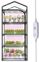 Mini Indoor Greenhouse with Grow Light, 4-Tier Plant Stand with Zippered Cover, Ventilation Window, Bottom Pouch, 20W Full Spectrum Plant Light with Timer for Seedling, 27"L x 19"W x 63"H