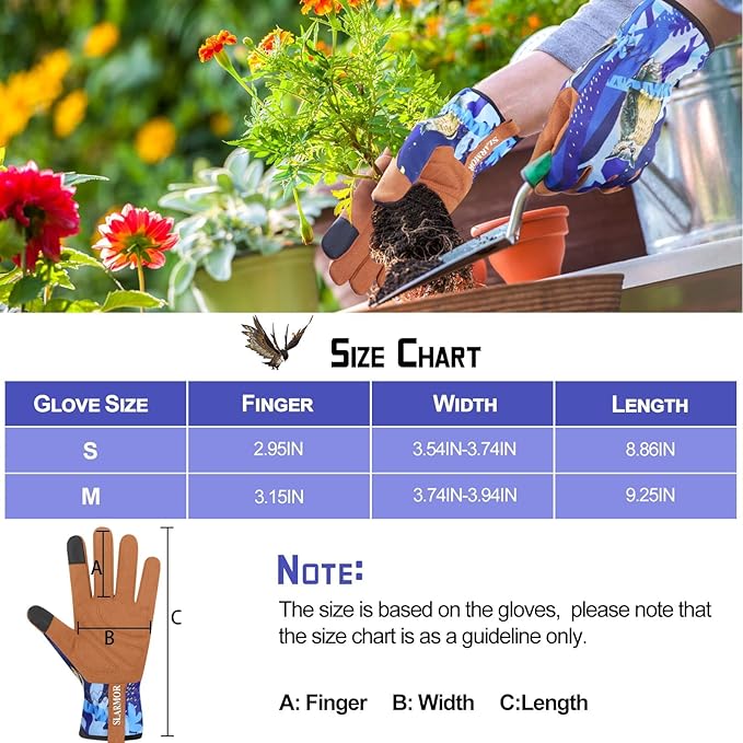 Leather-Gardening-Gloves for Women,Thorn-Proof Work-Gloves for Weeding,Digging,Planting,Pruning Yard garden Gloves