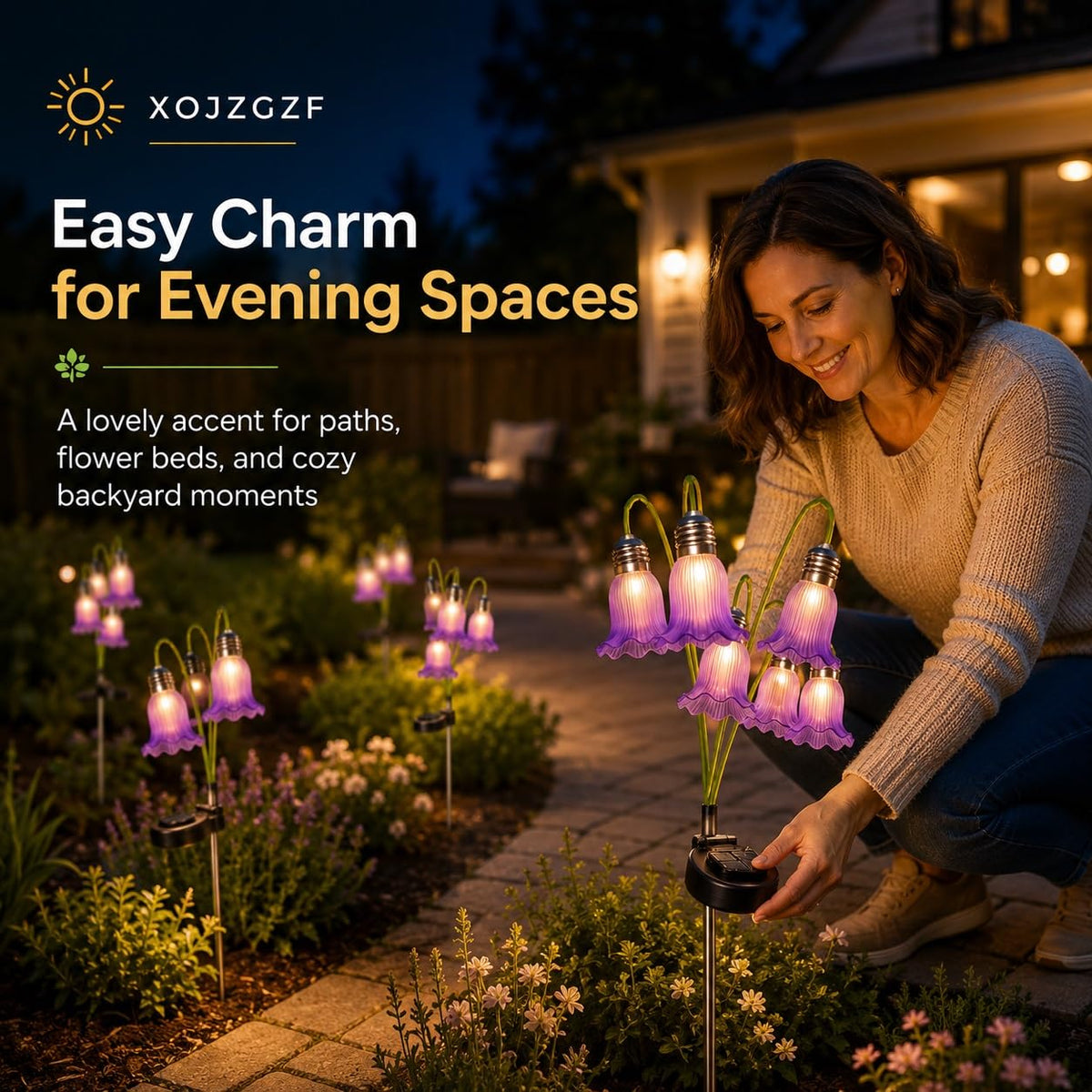 Solar Flower Lights Outdoor Garden Decorations Waterproof Stake Decor