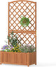 S AFSTAR 2 Pieces Wooden Raised Garden Bed with Trellis, 63" Tall Planter Box with Drainage for Vines Climbing Plants Flowers Herbs, Elevated Gardening Planter for Backyard, Balcony & Patio