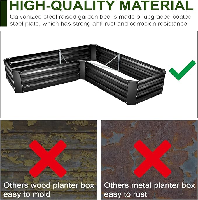 EDOSTORY Raised Bed Garden Bed Kit, 5x5x1ft Galvanized Planter Tall Raised Garden Boxes Outdoor, Large Metal Raised Garden Beds for Vegetables, Flowers, Herbs