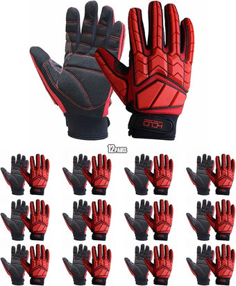 HANDLANDY Anti Vibration Gloves, SBR Padding, TPR Protector, Mechanic Work Gloves (Large, Black)