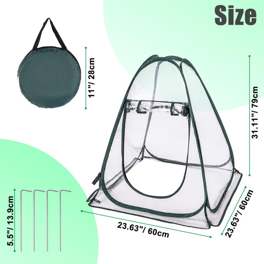 2 Pack Pop Up Greenhouse,8 Ground Nails & 2 Carry Bags,27.5"x27.5"x31.5"