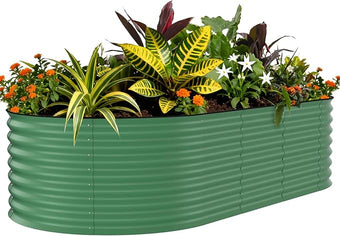 Galvanized Raised Garden Bed Outdoor, 8x4x2 ft Metal Planter Box for Flowers Herbs Vegetables, Rust-Resistant Raised Garden Beds for Gardening, Easy Assembly Outdoor Garden Box & Planters, Green