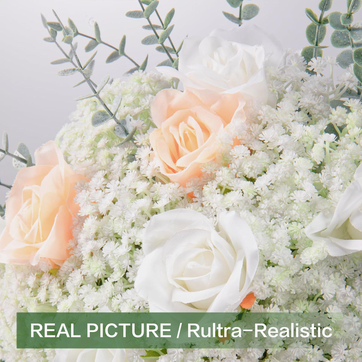 156 PCS Mixed Eucalyptus Stems with Babys Breath Greenery & Silk Roses