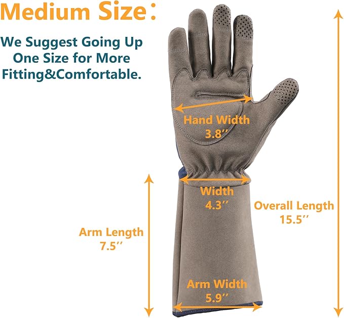COOLJOB Thorn Proof Rose Pruning Garden Gloves for Men, Long Sleeve Padded Yard Work for Bush, Blackberry, Cactus, Heavy Duty/Puncture Resistant/Machine Washable, Medium, Navy