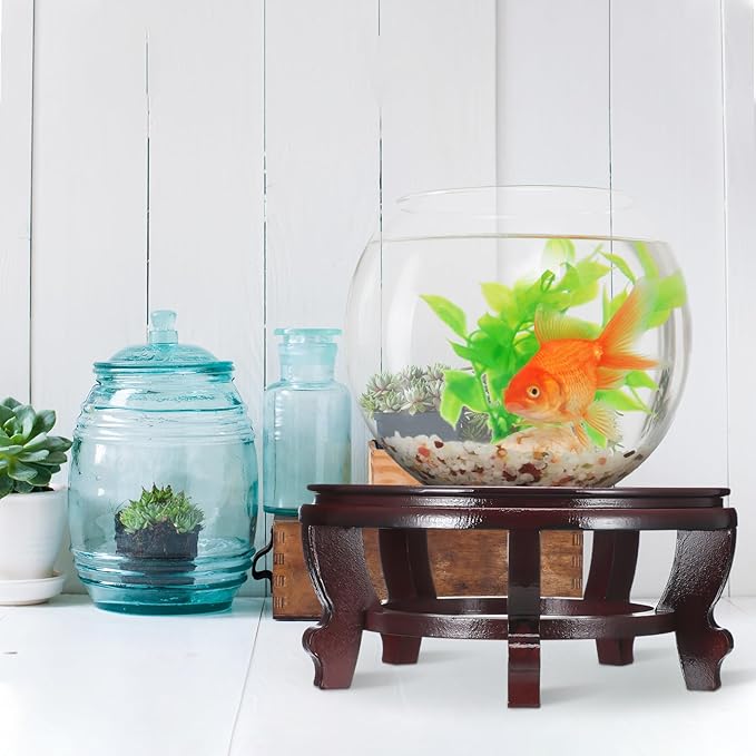 10 Inches Wooden Planter Stand Indoor Chinese Vase Fishbowl Display Stands Asian Vase Pot Traditional Stands for Home Indoor Plants Outdoor Decoration