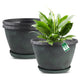 11 inch Plant Pot Set of 3, Plastic Flower Pots with Drainage Holes & Tray