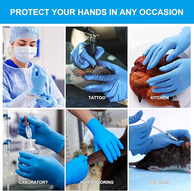 FINITEX Nitrile Disposable Medical Exam Gloves 4 mil Powder-free Latex-Free 100 PCS Examination Home Cleaning Food Gloves
