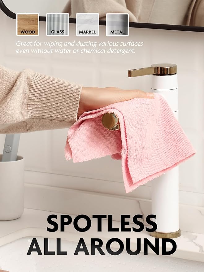 Fantasticlean Microfiber Cleaning Cloth Roll -675 Pack, Tear Away Microfiber Towels, 12" x 12", Reusable, Washable, Ultra Absorbent Dishcloth for All-Around Cleaning Supplies (9 Rolls of Pink)