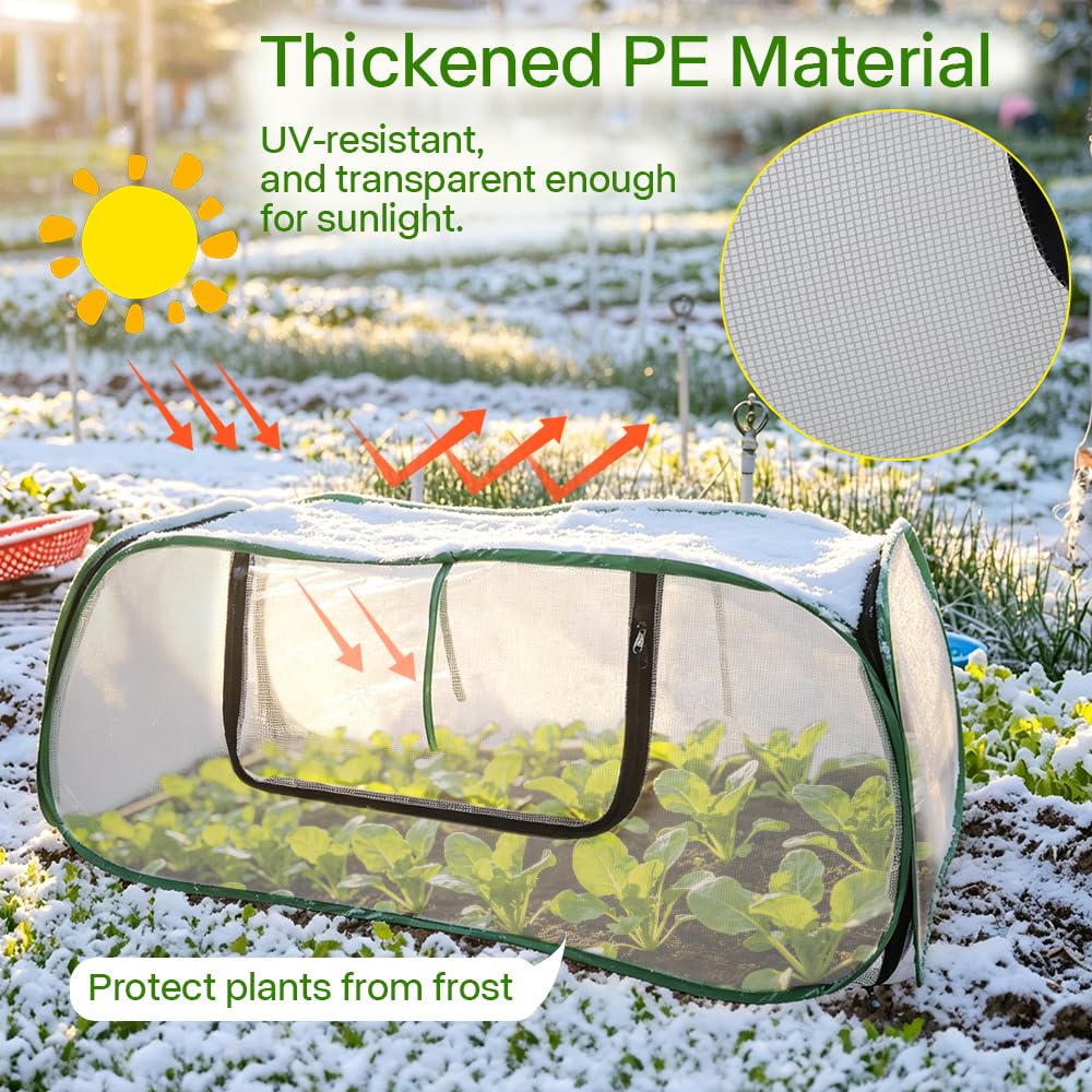 Bochino Raised Garden Bed Cover Mini Greenhouse, Plant Protector with Zipper Doors for Frost, Sunblock Plant Shade Tent for Protecting Vegetables Flowers Seedlings, 43" L x 20" W x 17.5" H
