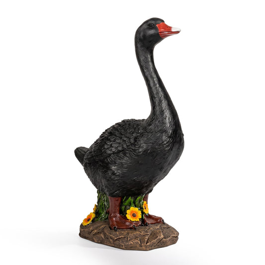 GIGALUMI 19" Large Porch Black Goose Statue, Durable Resin Garden Decor, Hand-Painted Animal Sculpture Indoor Outdoor, Patio Lawn Yard Art Ornaments, Birthday Housewarming Gift for Women Mom Grandma