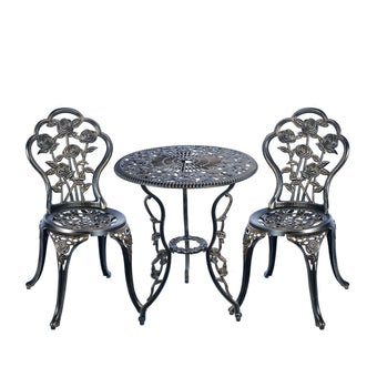 C/G 3 Piece Bistro Set, Outdoor Patio Table, Anti-Rust Cast Aluminum for Front Porch & Yard (Antique Copper)