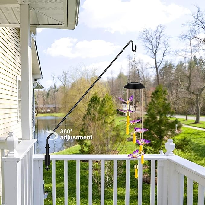 ERYTLLY Extended Reach Deck Hook Wall Pole Wall Mounted Deck Hook Extensible and 43 inch Wall Bracket for Hanging Bird Feeder,Plants,Wind Chimes,Lanterns 2 Packs
