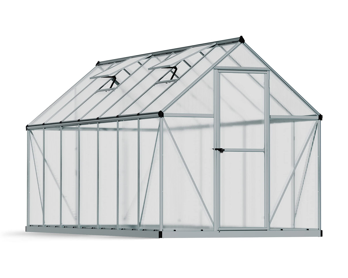 Palram - Canopia Mythos 6' x 14' Polycarbonate Aluminum Greenhouse, Silver