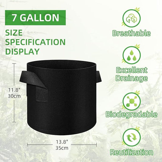LITLANDSTAR 20 Pack 7 Gallon Plant Grow Bags, Breathable Felt Non-Woven Aeration Fabric Plant Grow Pots, Garden Planting Containers for Nursery Vegetable Flower Grow Bags with Handles (13.8x11.8inch)