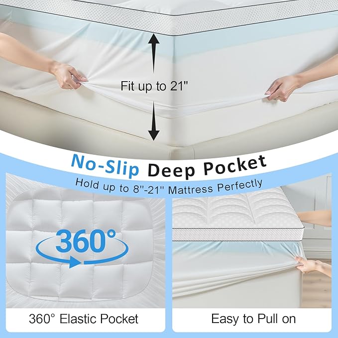 Twin Size Dual Layer 4 Inch Memory Foam Mattress Topper, 2 Inch Gel Memory Foam and 2 Inch Pillow Top Mattress Pad Cover, Thick Soft Bed Topper Medium Support for Back Pain, White