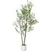 Artificial Olive Tree 5FT, Indoor Fake Silk Plant with Realistic Trunk, Leaves, Fruits and White Planter, Faux Potted Tree for Home Decor and Housewarming Gift, 1 Pack
