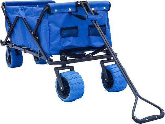 Impact Canopy Folding Collapsible Utility Wagon with All-Terrain Wheels, Royal Blue