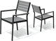 Pellebant Stackable Outdoor Dining Chairs Set of 2, Aluminum Patio Chairs with Arms, All-Weather for Garden, Lawn, Deck, Porch and Yard, Grey