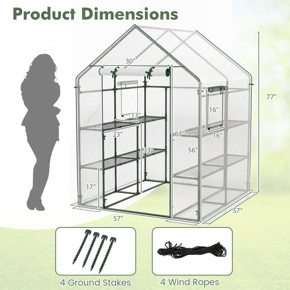 Happygrill Greenhouses for Outdoors, Portable Greenhouse with PE Cover