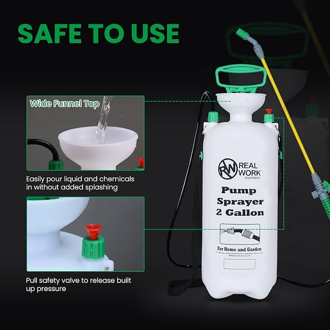 REALWORK 2pk 2-Gallon Handheld Tank Sprayer with Easy-Carry Shoulder Strap for Lawn, Garden, Yard, in Translucent White