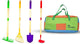 JustForKids Kids Garden Tool Set,detatchble, Portable 4-Piece Multicolored Set for Gardening, 2-Pack with Travel Bag, Ages 5+
