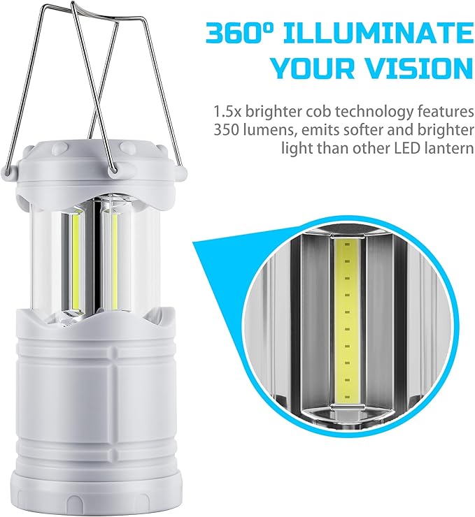 Lichamp LED Camping Lantern, 4 Pack Battery Powered Flashlight for Power Outages, Portable Collapsible Hanging Light Essential for Home, Outdoor, Emergency Lamp Survival Kit Gear for Hurricane, B4LW