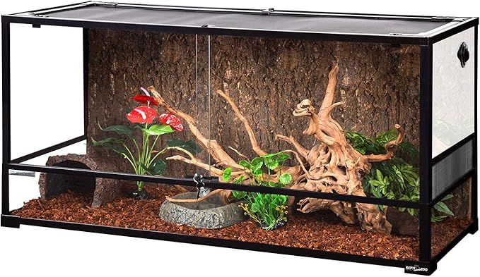 REPTI ZOO 85 Gallon Large Reptile Tank, Wide & Tall Tempered Glass Large Reptile Terrarium 47.2" x 17.7"x 23.6" for Tortoise Snake, Top Screen Ventilation & Anti Escape Lid