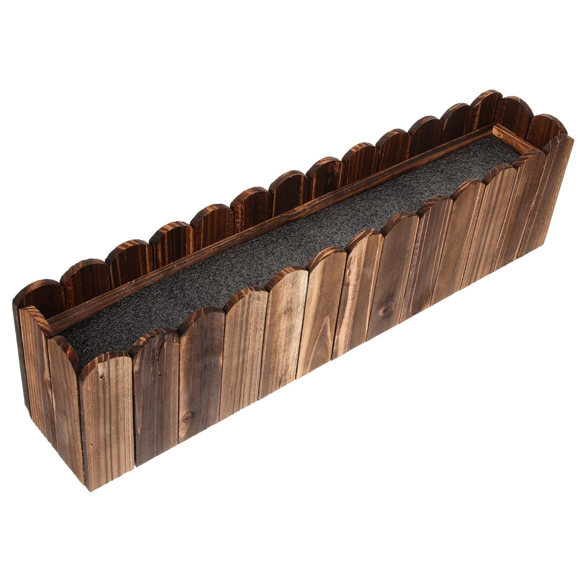 Gogogmee Rustic Wooden Flower Planter Box 19.37X5.11X3.54In Anti-Rotten Wood Pot for Indoor Balcony Window Sill Decorative Fake Flower Holder with Foam Block
