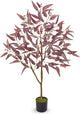 Briful 4ft Artificial Eucalyptus Tree in Black Pot, Realistic Silk Potted Floor Plant Eucalyptus Plant for Home Decor Indoor Outdoor Patio Office, Burgundy Leaf