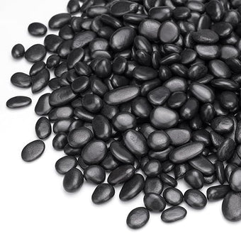 Pulovin 5 lbs Black Pebbles for Indoor Plants, Succulent, Bamboo, Vase, 3/8" Plant Rocks for Pots Indoor, Small River Rocks Decorative Pea Gravel, Highly Polished
