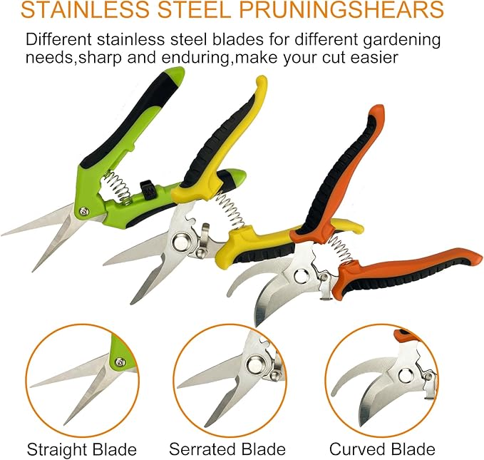 Pruning Shears, 5 Pack Garden Shears with Gardening gloves, Clippers Handheld, Stainless Steel Garden Snips, Lengnoyp Pruners for Gardening