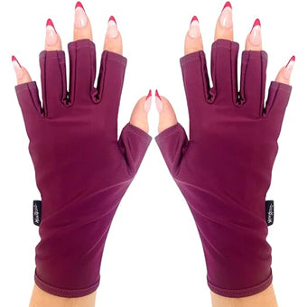 ManiGlovz -The Original Dermatologist Recommended UPF 50+ UV Protective Manicure and Sunblock Fingerless Gloves, Sun Protection, Driving and Gel Manicure Gloves in Bourdeux