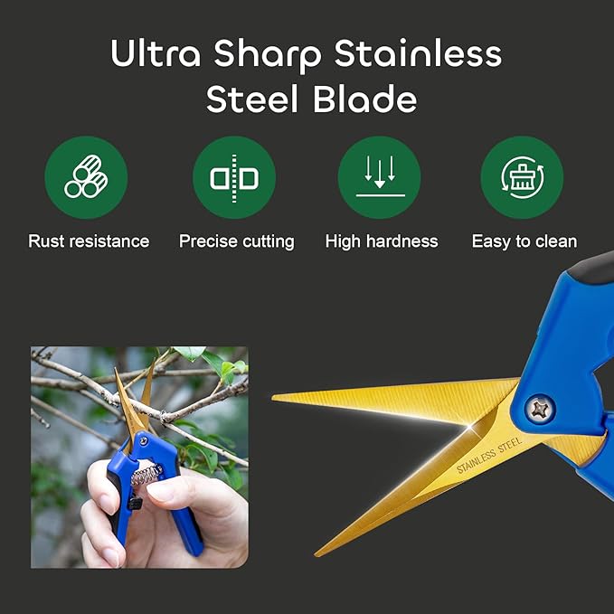 GROWNEER 3 Packs 6.5 Inch Pruning Shears with Curved Blades Trimming Scissors For Gardening Hand Pruning Snips Titanium Coated Precision Blades