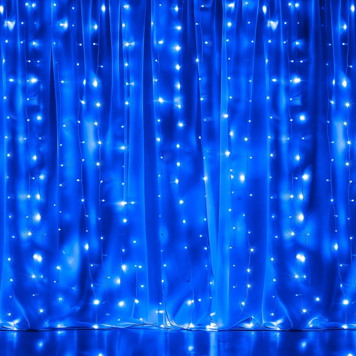 Dazzle Bright 300 LED Curtain String Lights, Christmas Fairy Lights for Bedroom with 8 Lighting Modes, Connectable Waterproof Window Lights Party Wedding Garden Wall Decor, Blue