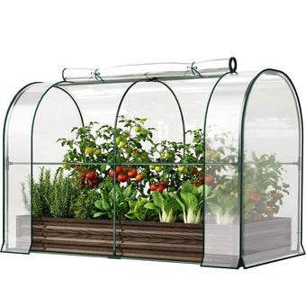 SUNYRISY Galvanized Raised Garden Bed with Greenhouse