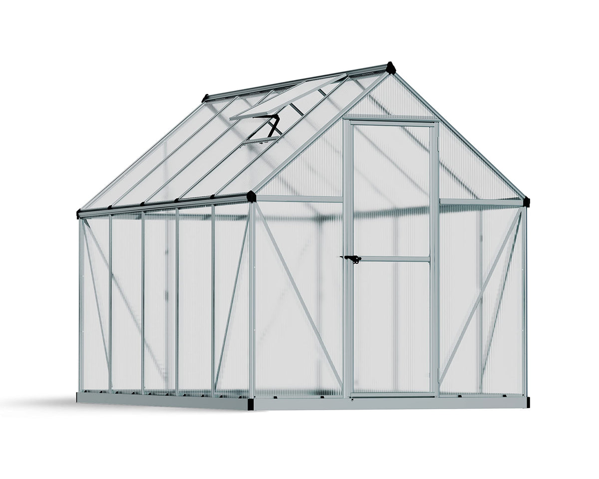 Palram - Canopia Mythos 6' x 10' Polycarbonate Aluminum Greenhouse, Silver