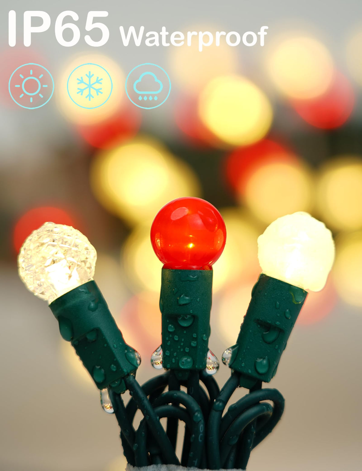 Christmas Lights Outdoor 70 LEDs 24FT Red and White Christmas Tree Light ﻿