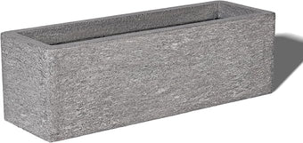 TerraDeco 24 Inch Rectangular Concrete Planter,Durable All-Weather Use with Drainage Holes,Large Rectangular Planter for Outdoor Indoor Plants