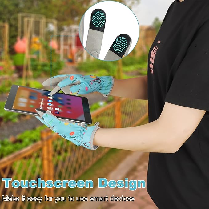 Leather-Gardening-Gloves for Women,Thorn-Proof Work-Gloves for Weeding,Digging,Planting,Pruning Yard garden Gloves