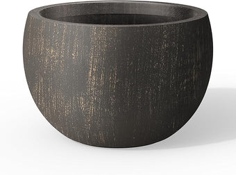 Kante 19.9" Dia Round Concrete Planter, Outdoor/Indoor Large Bowl Plant Pots with Drainage Hole and Rubber Plug for Garden Patio Balcony Home, Oil Rubbed Bronze
