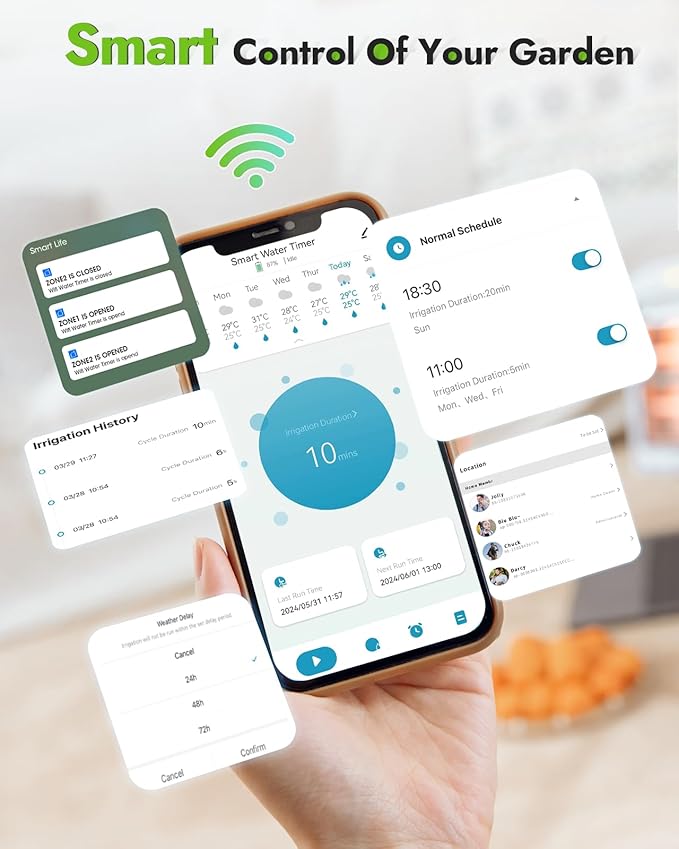 Insoma WiFi Hose Timer - Brass Inlet & Outlet, Voice/App Control Sprinkler Timers with Rain Delay/Manual/Auto Mode, Smart Water Timer for Garden/Lawn/Yard Work with Alexa & Google Home, Energy Saving